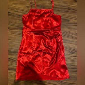 SHEIN Solid Wrap Satin Bodycon Mini Dress Size Large